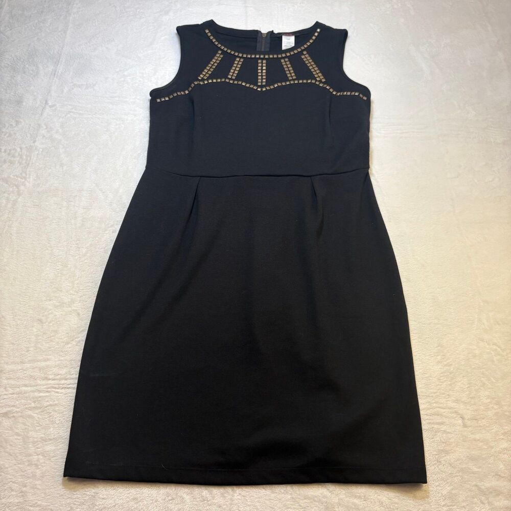 Mark Black Studded Dress L Large Sleeveless Fit and Flare Knee Length